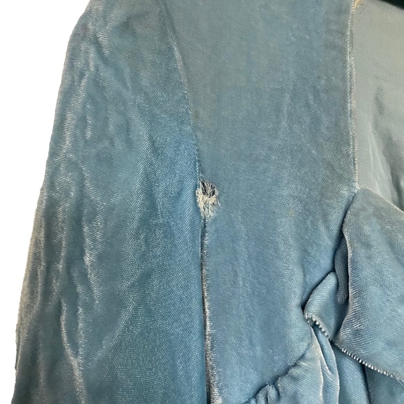 VINTAGE 1950s Light Blue Crushed Velvet Circle Skirt Dress Mrs. Maisel XS/S - Picture 14 of 15